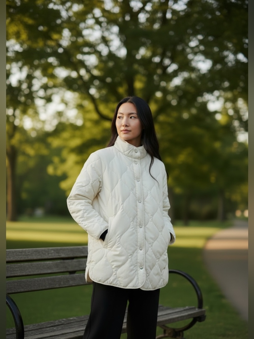 Woman’s Snap-Front Jacket in Ivory 32 Heat size Medium